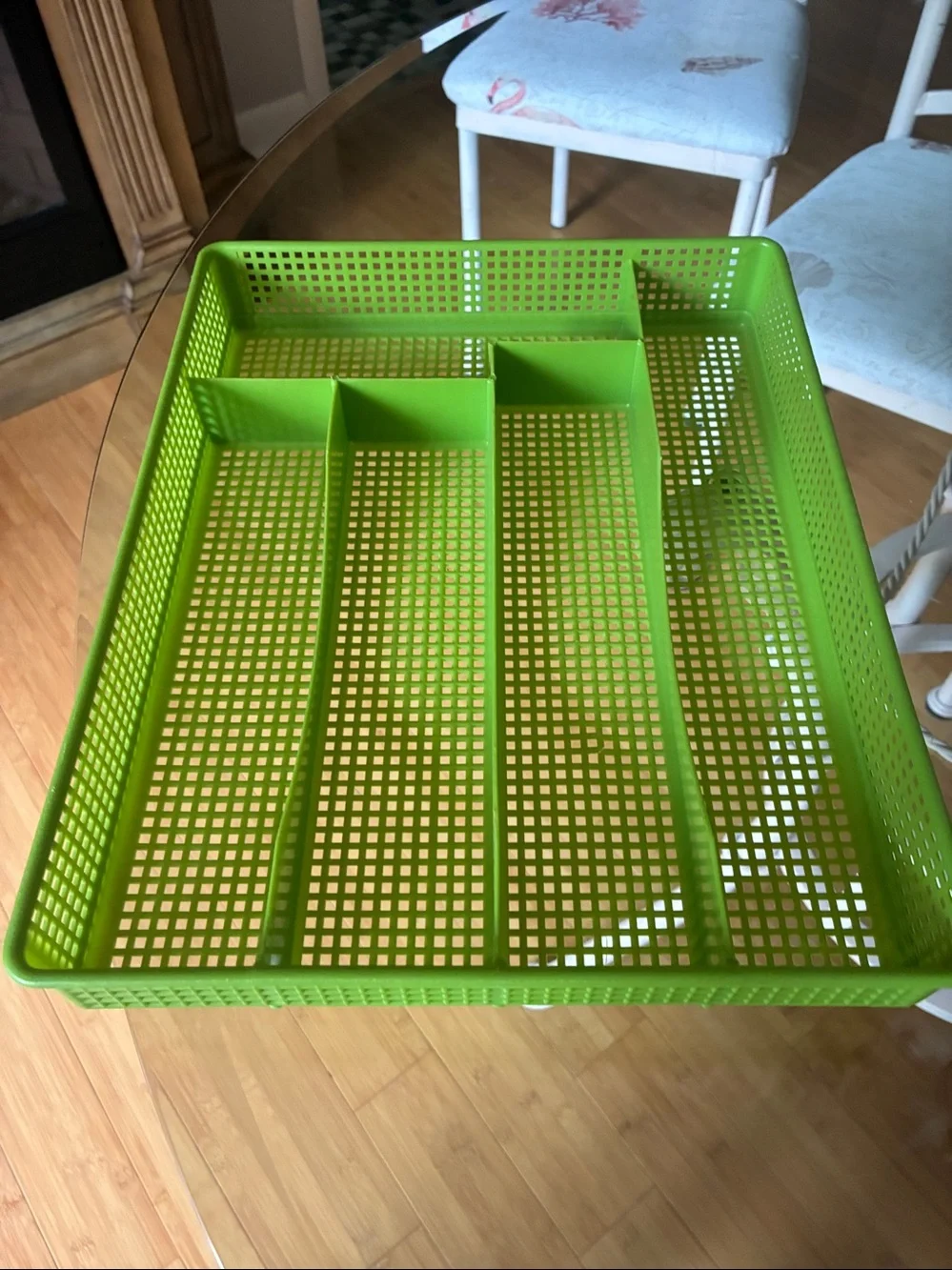 Vtg green plastic silverware /flatware drawer organizer original 60s & 70s